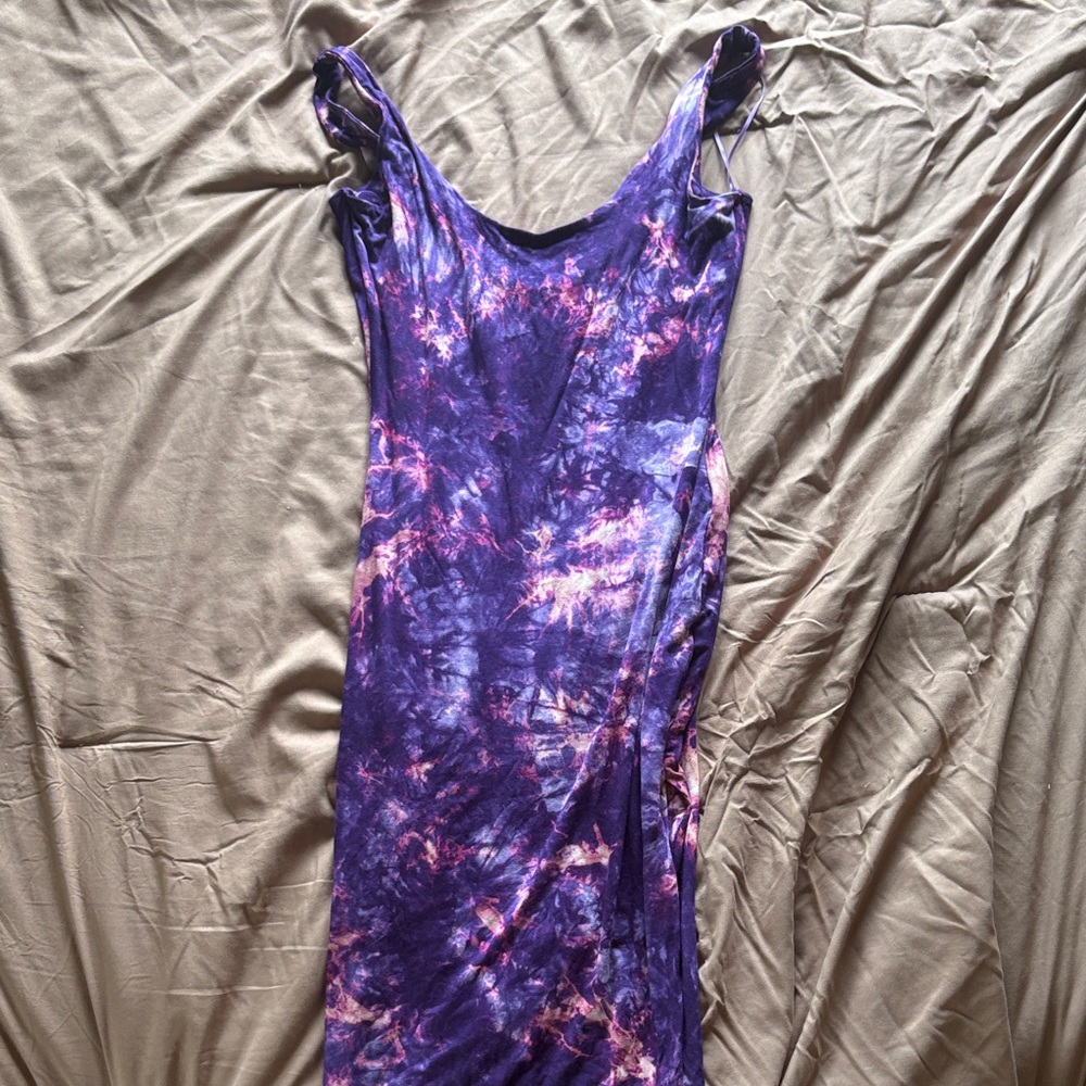 Purple Tie-Dye Dress - Women's Sleeveless Bodycon